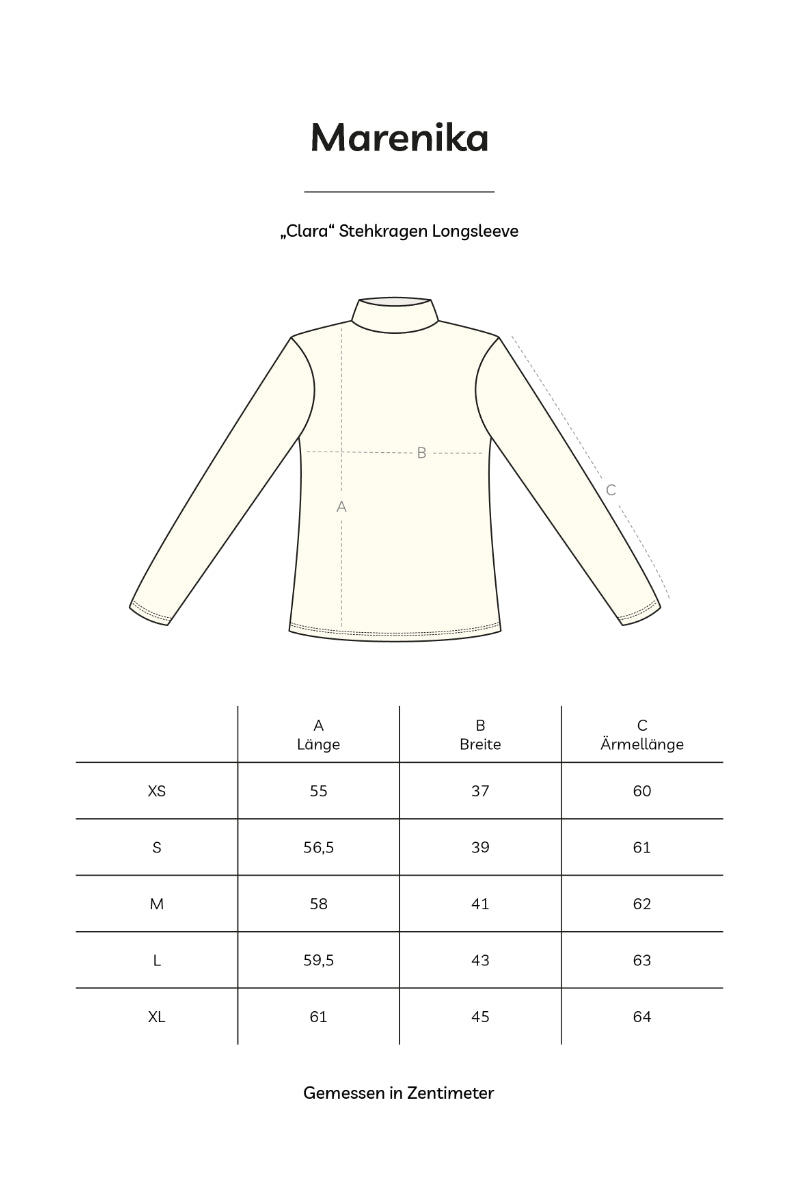 Stehkragen Longsleeve CLARA aus Bio-Baumwolle - Weiß