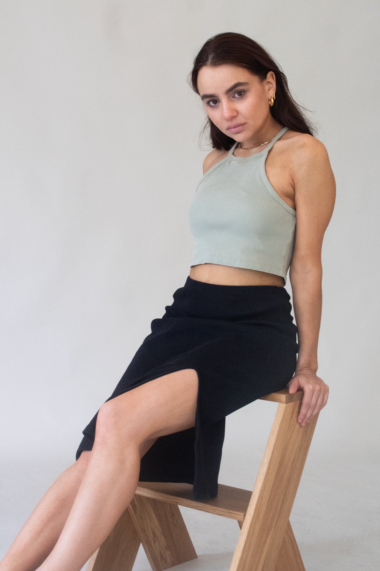 Crop-Top AUDREY aus Bio-Baumwolle - Salbei