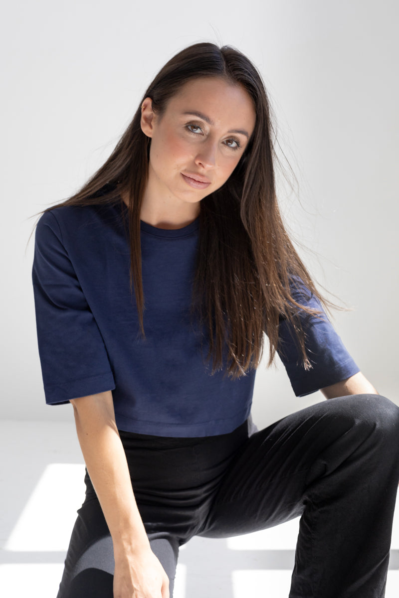Crop-Top ELISA aus Bio-Baumwolle - Navy