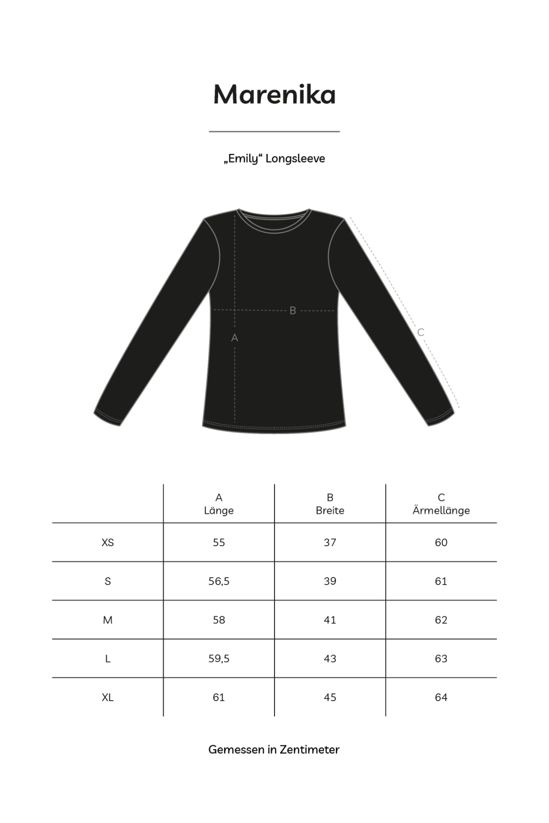 Rundhals Longsleeve EMILY aus Bio-Baumwolle - Schwarz