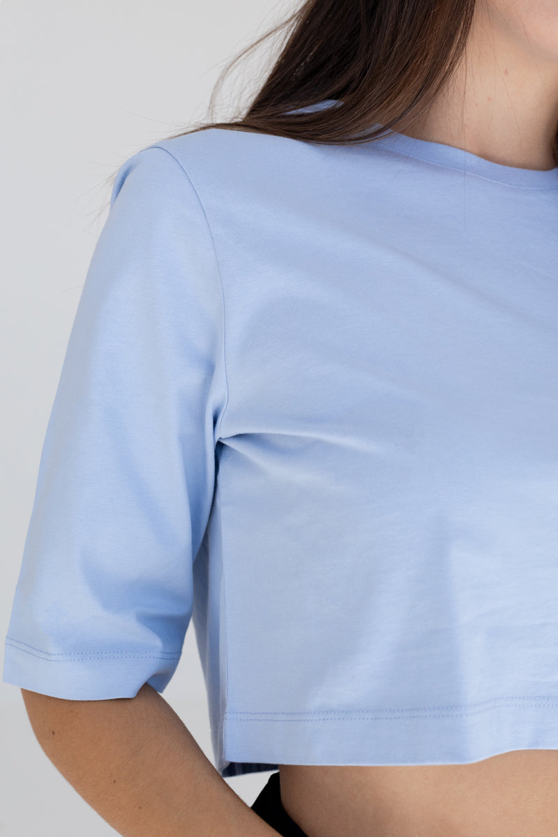 Crop-Top ELISA aus Bio-Baumwolle - Hellblau