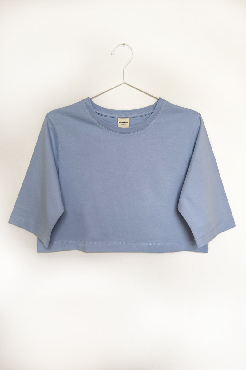 Crop-Top ELISA aus Bio-Baumwolle - Hellblau