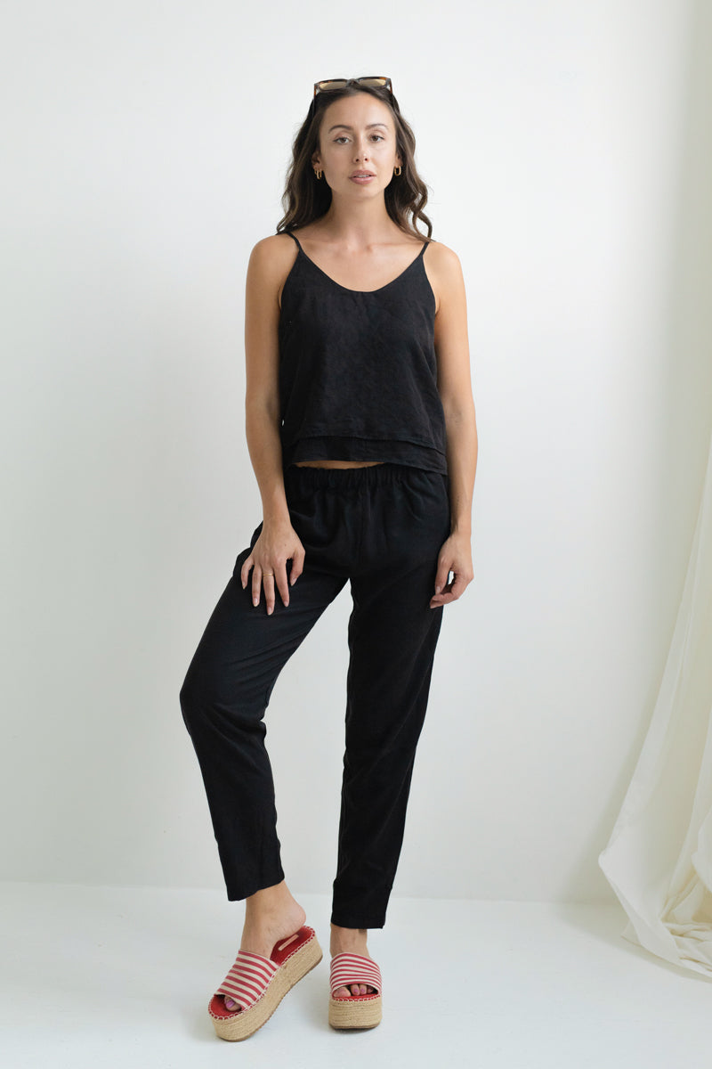 Tapered Hose MATHILDA aus Tencel - Schwarz