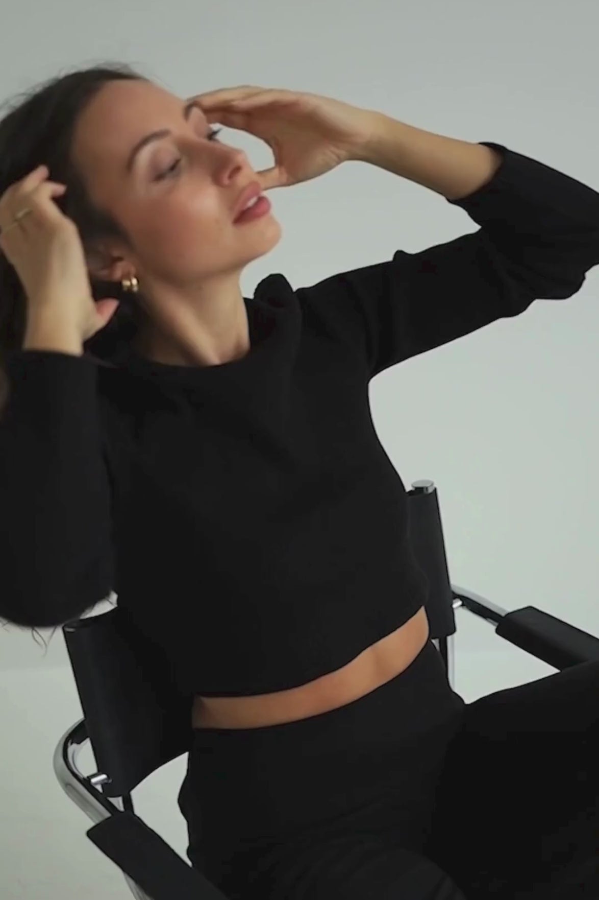 Langarm Crop-Top ELLA aus Bio-Baumwolle - Schwarz