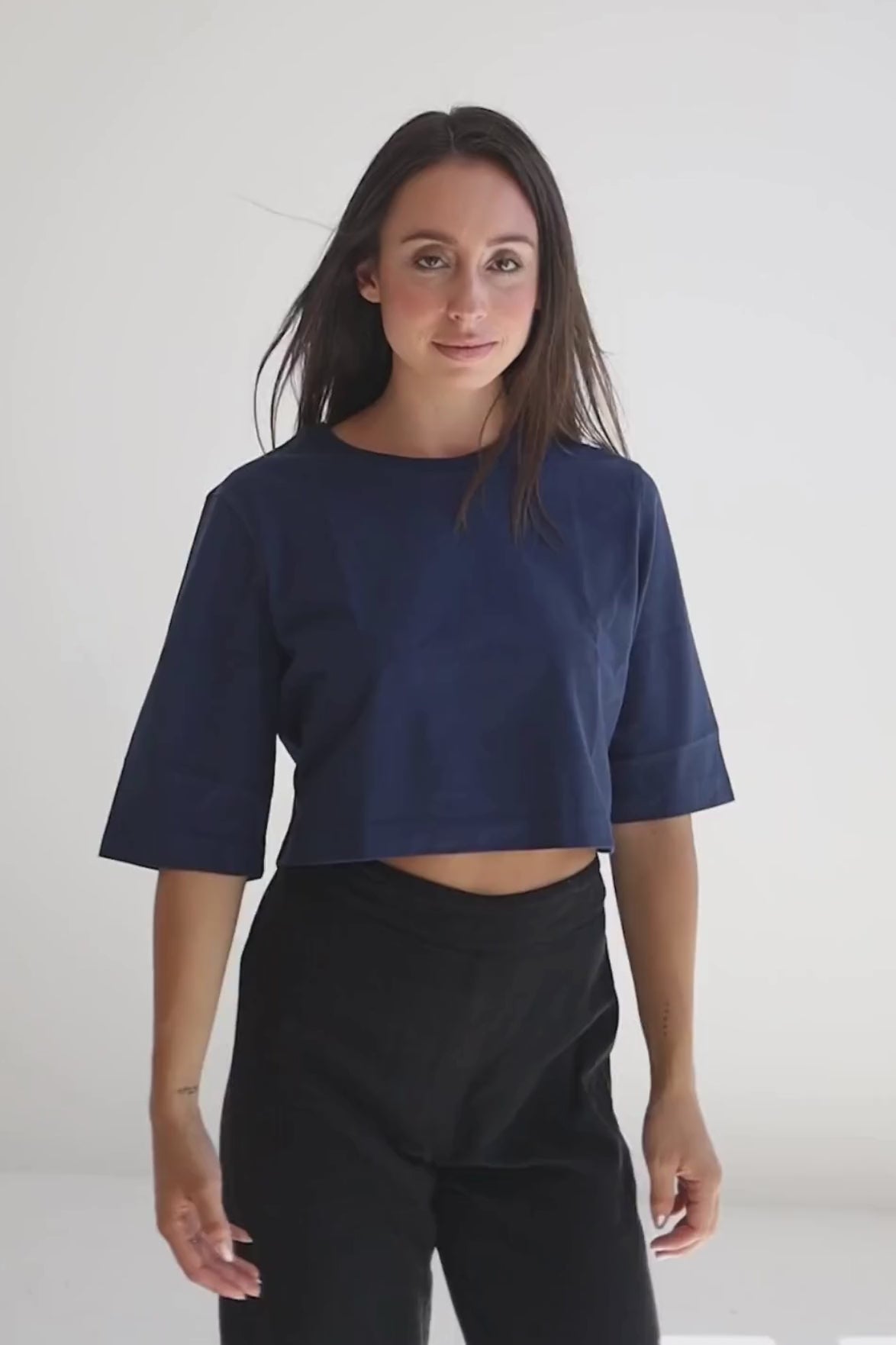 Crop-Top ELISA aus Bio-Baumwolle - Navy